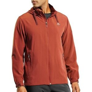 Haimont Men Full Zip Hooded Windbreaker Jacket Burnt Orange Size Large‎ Outdoor